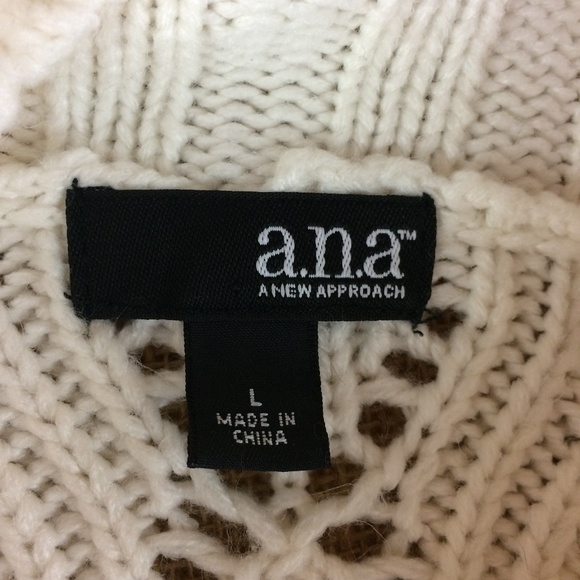 *SOLD* A.N.A. Off White Cowl Neck Knit Sweater Sz L - Picture 5 of 7